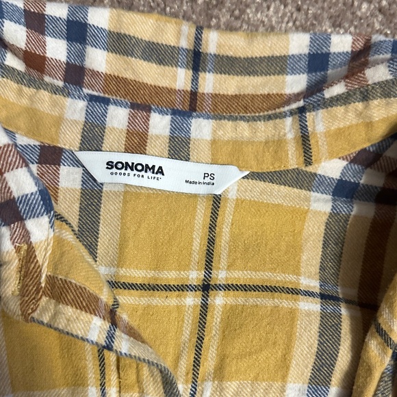 Sonoma Mustard and Navy Plaid Shirt - Picture 2 of 4